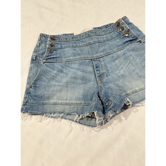 Vintage Abercrombie Fitch Y2K Stretch Double Button Front Jean Shorts Sz 12 31W - Picture 3 of 16